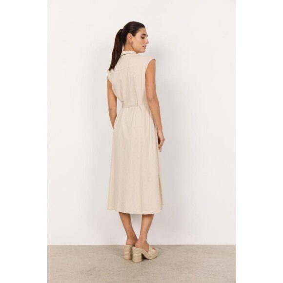 NWT SOYA CONCEPT INA Sand Linen Blend Button Down Dress - Picture 3 of 5